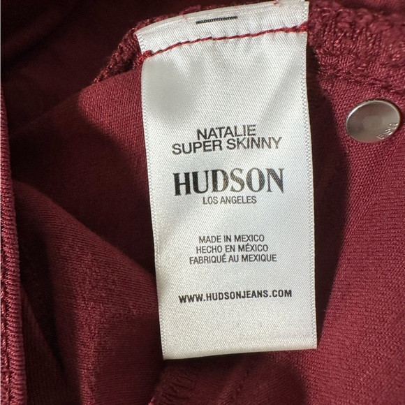 Hudson Jeans Women's Burgundy Midrise Ankle Natalie Skinny Stretch Jeans - Picture 8 of 9